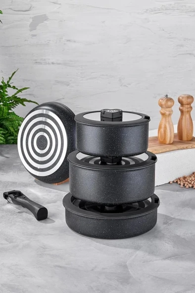 Taç Easy Connect 8 Parça Tencere Seti Siyah - 2