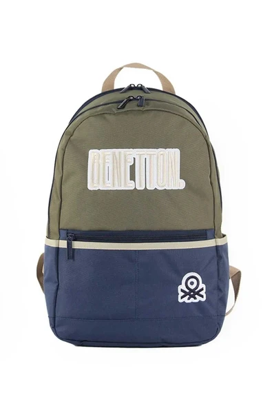 United Colors of Benetton Çift Bölmeli Unisex Okul Sırt Çantası Hâki-Lacivert / 03859 ürün görseli