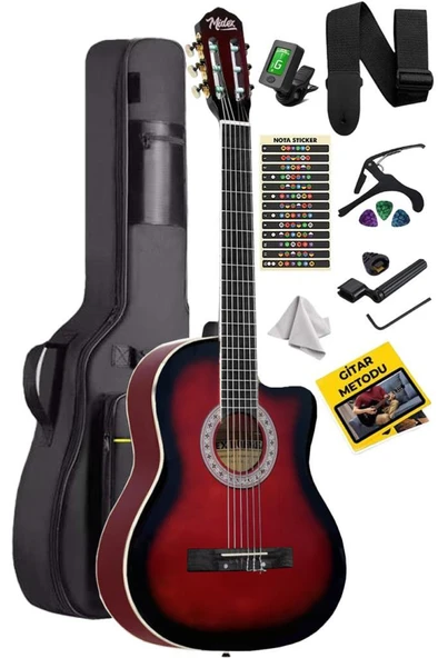 Midex MGX-100RD-BAG Üst Seviye Klasik Gitar 4/4 Sap Ayarlı (Tuner Çanta Askı Capo Metod Pena) - Resim 2