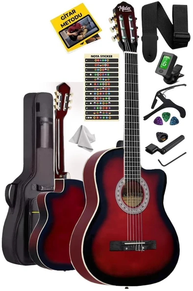 Midex MGX-100RD-BAG Üst Seviye Klasik Gitar 4/4 Sap Ayarlı (Tuner Çanta Askı Capo Metod Pena) ürün görseli 1