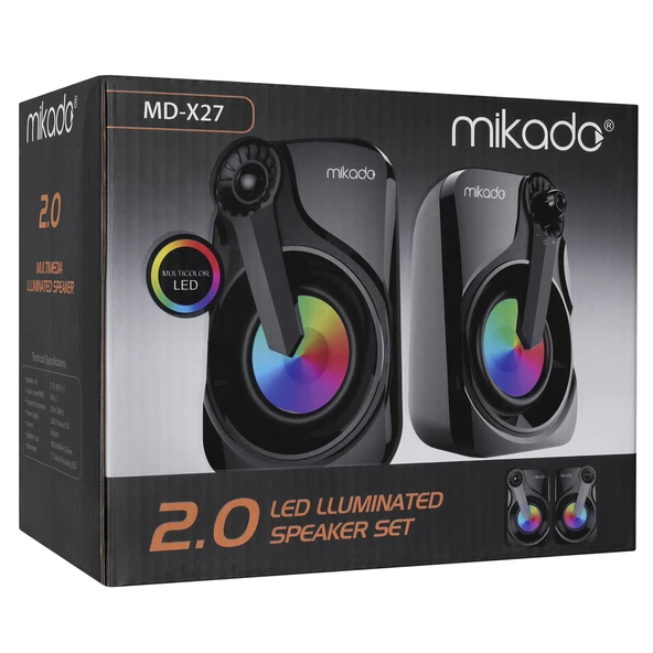 Mikado MD-X27 2.0 Multimedia 3W*2 Siyah 5V USB LED Işıklı Speaker Hoparlör - 5