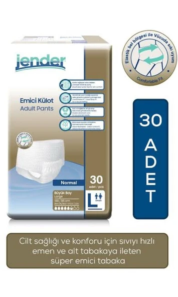 Jender Emici Külot Büyük Boy L 30'lu Hasta Bezi ürün görseli