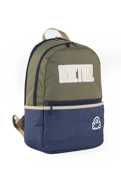 United Colors of Benetton Çift Bölmeli Unisex Okul Sırt Çantası Hâki-Lacivert / 03859 - 2