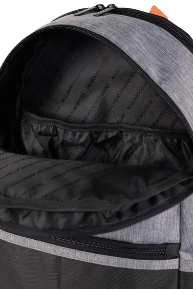 United Colors of Benetton Çift Bölmeli Unisex Okul Sırt Çantası Gri-Siyah / 03857 - Resim 2