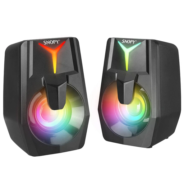 Snopy SN-X22 STYLE 2.0 Multimedia Led Işıklı 3W*2 Siyah USB Gaming Speaker Hoparlör - 3