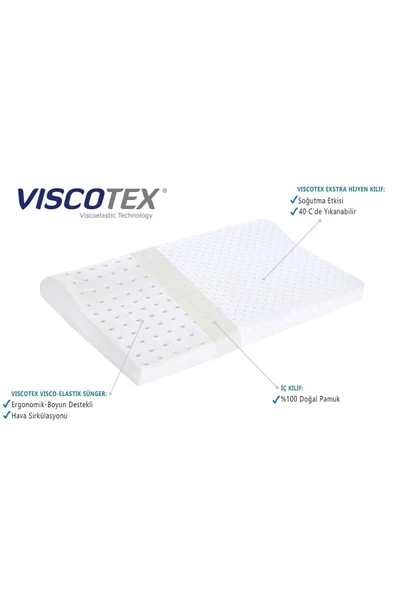 Visco Boyun Destekli Ortopedik Bebek Yastığı 50x30x6/4 Cm, Beyaz - 4