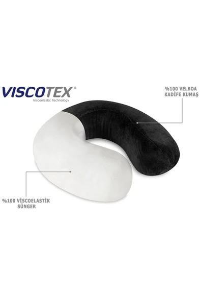 Visco Ortopedik Boyun Yastığı 32x30x10 Cm, Siyah - 4