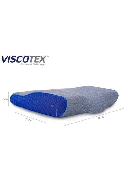 Boyun Destekli Isı Düzenleyici Kılıflı Ekstra Kılıf Taşıma Çantalı Visco Yastık-60x40x11/7 Cm, Mavi - 3