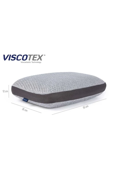 Visco Doğal Lif Kılıflı Hava Kanallı Ortopedik Yastık 56x37x12 cm, Gri - 2