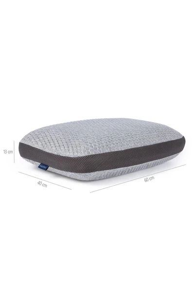 Doğal Lif Kılıflı Hava Kanallı Visco Ortopedik Yastık 60x40x13 Cm, Gri - 2