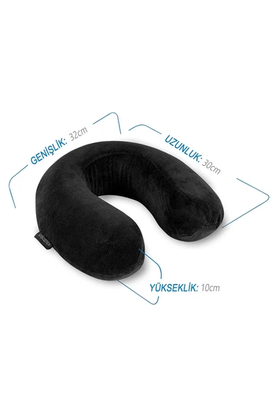 Visco Ortopedik Boyun Yastığı 32x30x10 Cm, Siyah - 2