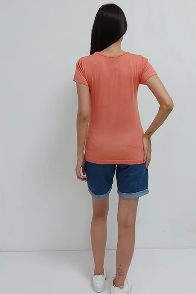 Bkmc Kelebek Nakışlı Tişört Pudra (lisinya) - 4