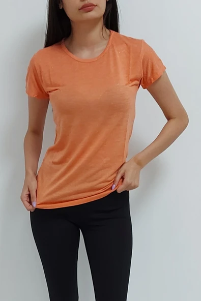 Bkmc Simli Bisiklet Yaka Tişört Somon - 2