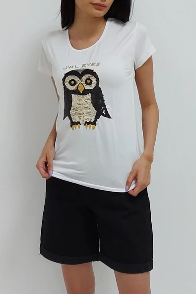 Bkmc Baykuş Işlemeli Tişört Beyaz - 2