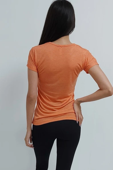 Bkmc Simli Bisiklet Yaka Tişört Somon - 5