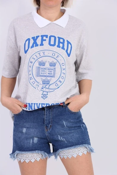 Bkmc Gömlek Yaka Oxford Tişört Gri