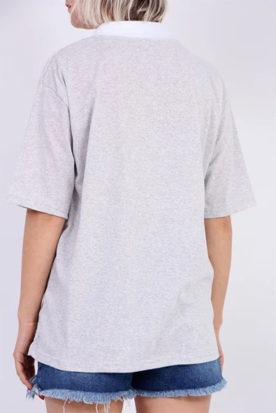 Bkmc Gömlek Yaka Oxford Tişört Gri - 3