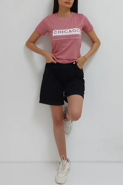 Bkmc Baskılı Tişört Pudra