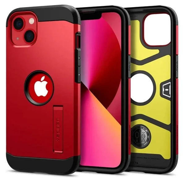 Spigen Tough Armor [Ekstra Koruma Teknolojisi] iPhone 13 Kılıf Kırmızı