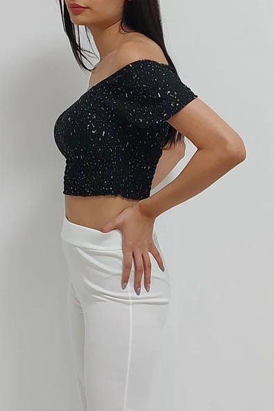 Bkmc Madonna Yaka Desenli Bluz Siyah - 4