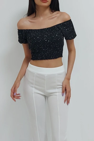 Bkmc Madonna Yaka Desenli Bluz Siyah - 2