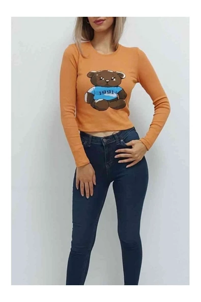 Bkmc CLZ944 Ayı Baskılı Bluz Turuncu - 2