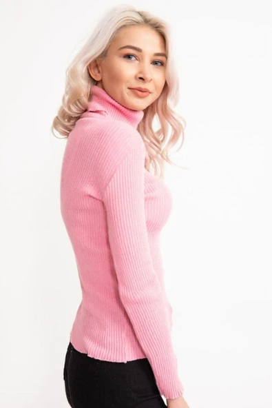 Bkmc Tam Balıkçı Yaka Triko Bluz Açık Pudra ()(noya Online) - 2