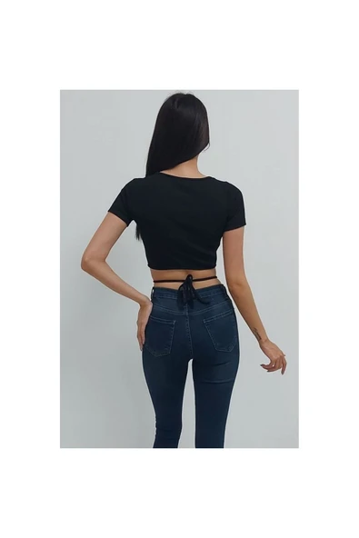 Bkmc Bağlamalı Fitilli Bluz Siyah - 5