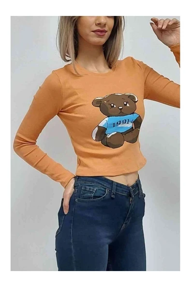 Bkmc CLZ944 Ayı Baskılı Bluz Turuncu - 4
