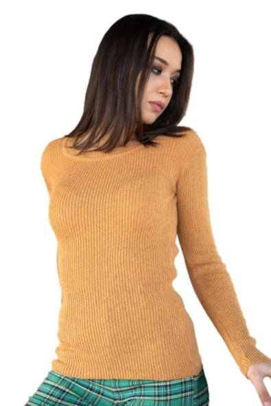 Bkmc Bisiklet Yaka Triko Bluz Hardal (lisinya)