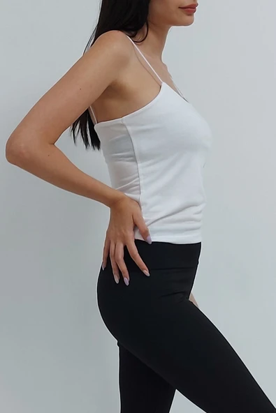 Bkmc Ip Askılı Örme Atlet Beyaz - 4