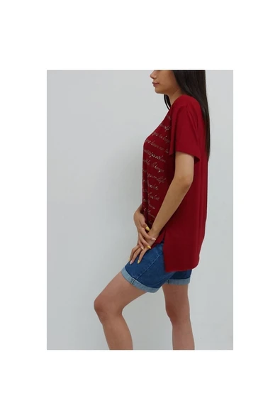 Bkmc Işlemeli Bluz Bordo ( (tween)) (tween) - 4