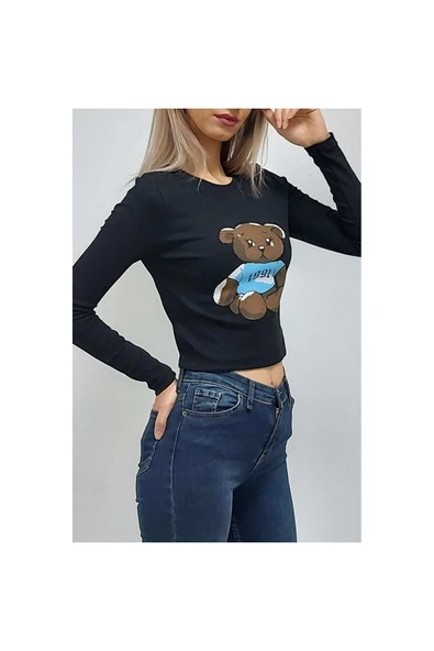 Bkmc Ayı Baskılı Bluz Siyah - 4