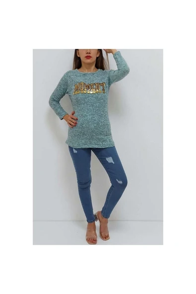 Bkmc Bisiklet Yaka Pullu Bluz Mint