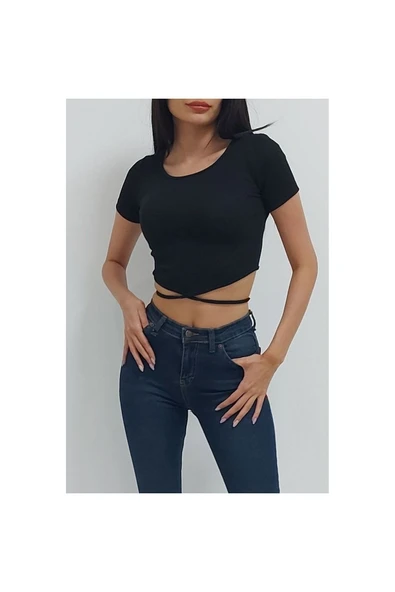 Bkmc Bağlamalı Fitilli Bluz Siyah