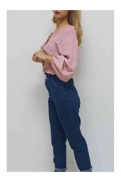 Bkmc V Yaka Gipeli Ayrobin Bluz Pudra - 3