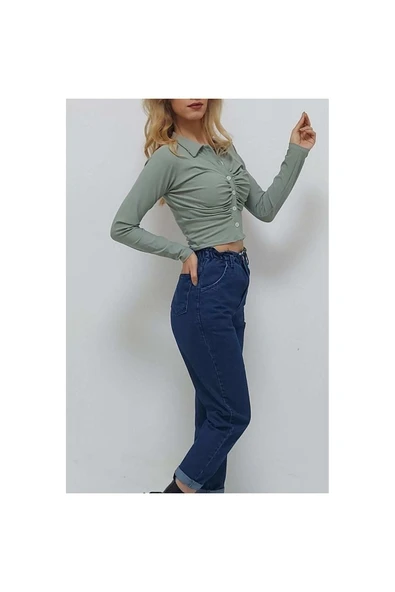 Bkmc Gömlek Yaka Gipeli Düğmeli Bluz - 3