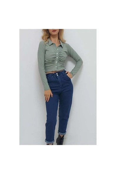 Bkmc Gömlek Yaka Gipeli Düğmeli Bluz - 2