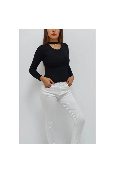 Bkmc Önü Açık Kalpli Body Siyah (CLZ)
