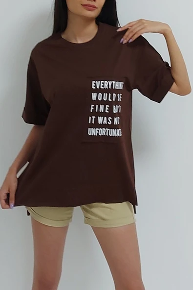 Bkmc Yırtmaçlı Baskılı Tunik Kahverengi () (adn Avm) - 2