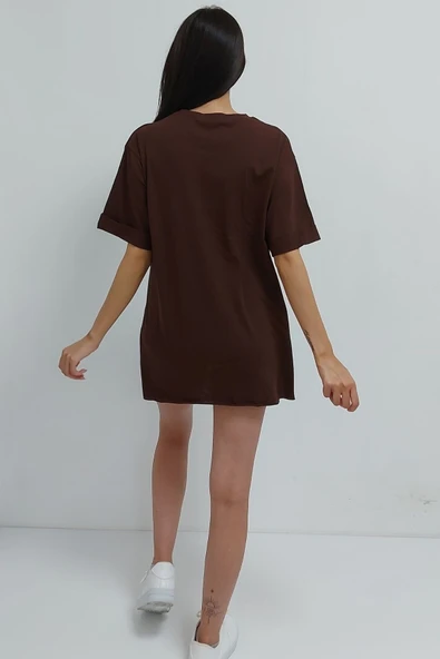 Bkmc Yırtmaçlı Baskılı Tunik Kahverengi () (adn Avm) - 5