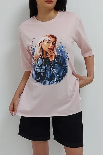 Bkmc Yırtmaçlı Baskılı Tunik Pudra - 2