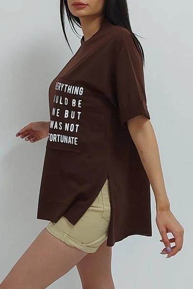 Bkmc Yırtmaçlı Baskılı Tunik Kahverengi () (adn Avm) - 4