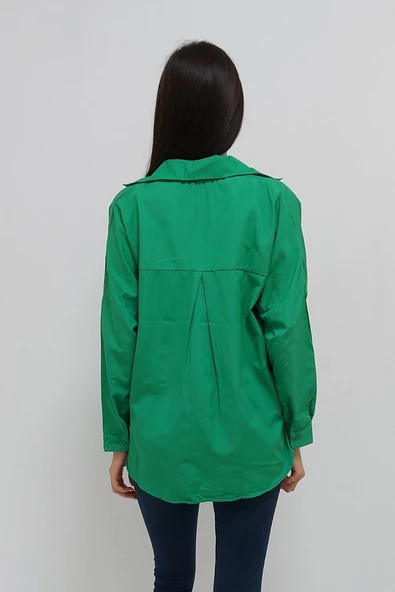 Bkmc Terikoton Oversize Gömlek Yeşil - 5