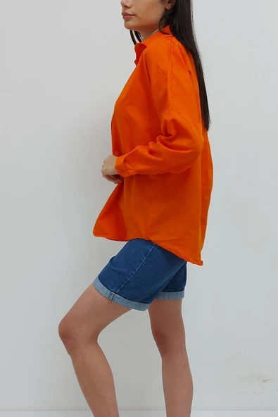 Bkmc Terikoton Oversize Gömlek Turuncu - 4