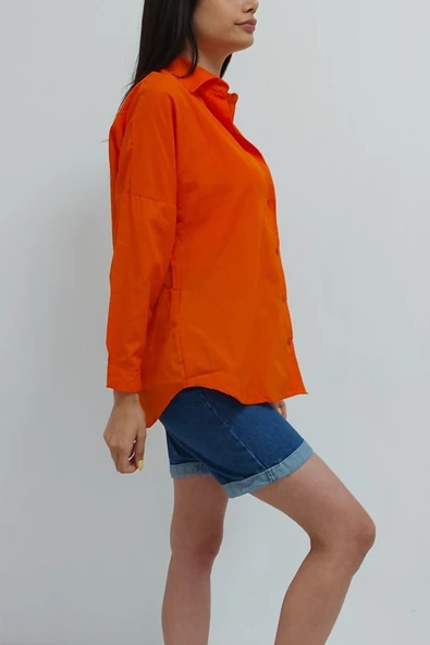 Bkmc Terikoton Oversize Gömlek Turuncu - 3