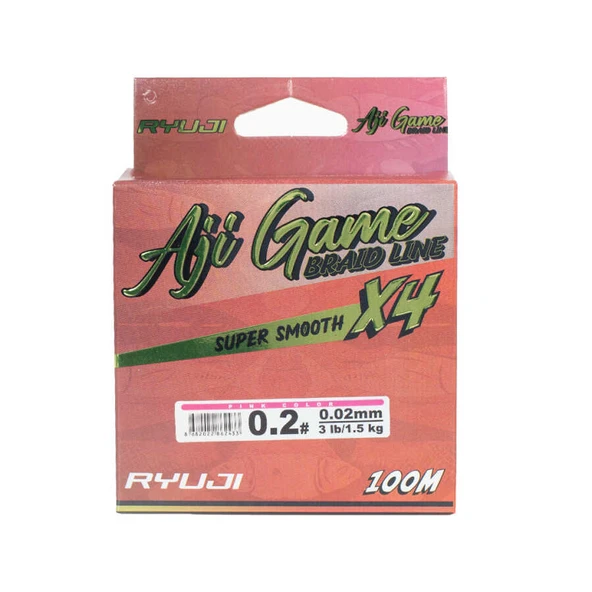 RYUJI AJI GAME 4X, 100M, PİNK İP MİSİNA  Standart 0.04MM - 3
