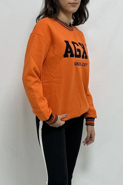 Bkmc Agxs Nakışlı 3 Iplik Sweatshirt Orange - 4