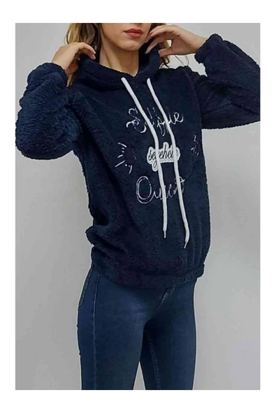 Bkmc Kapüşonlu Baskılı Sweatshirt Lacivert - 4