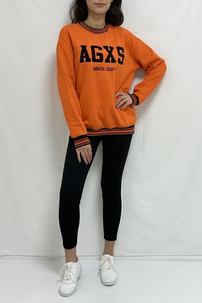 Bkmc Agxs Nakışlı 3 Iplik Sweatshirt Orange